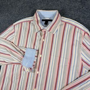 EXPRESS Mens Classic Fit Striped Button Down Shirt Long Sleeve Size L